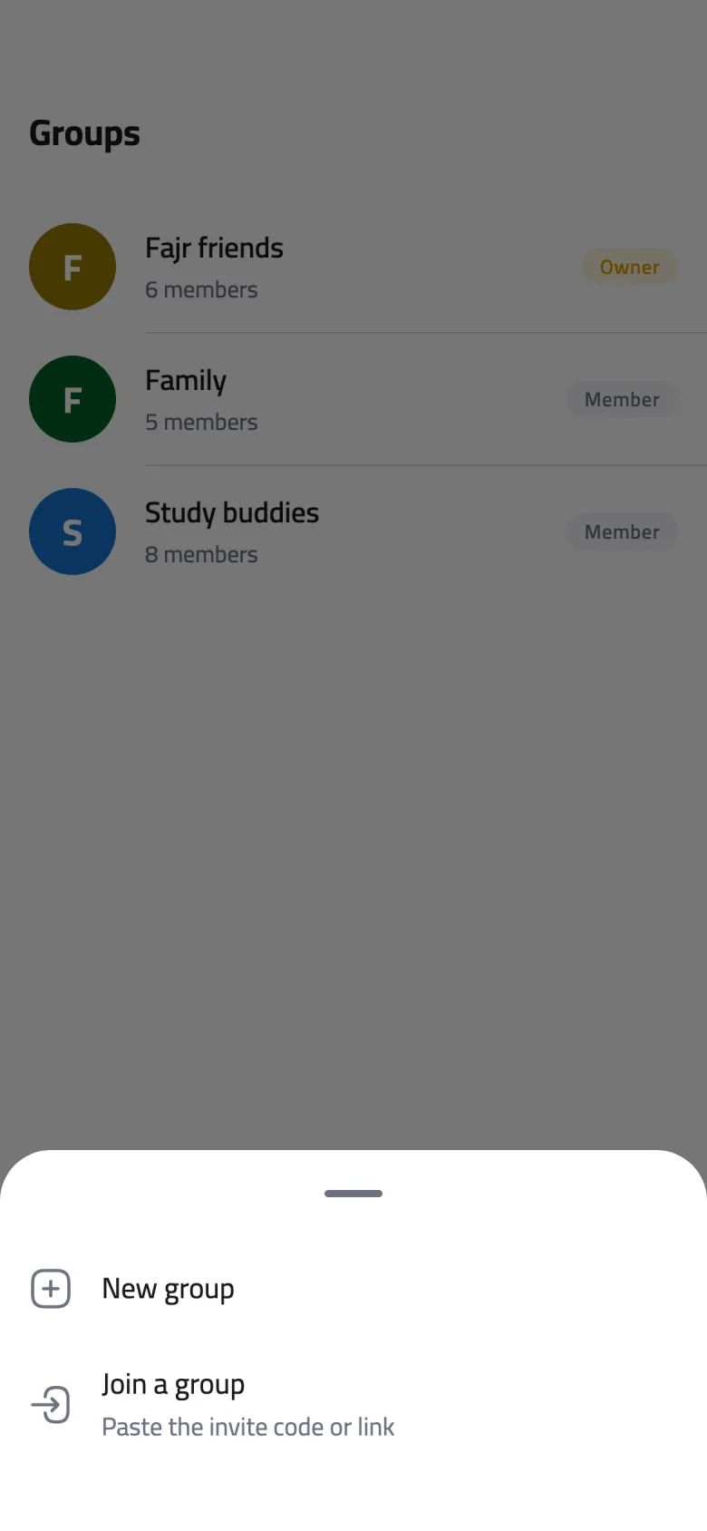 Choose “New group”